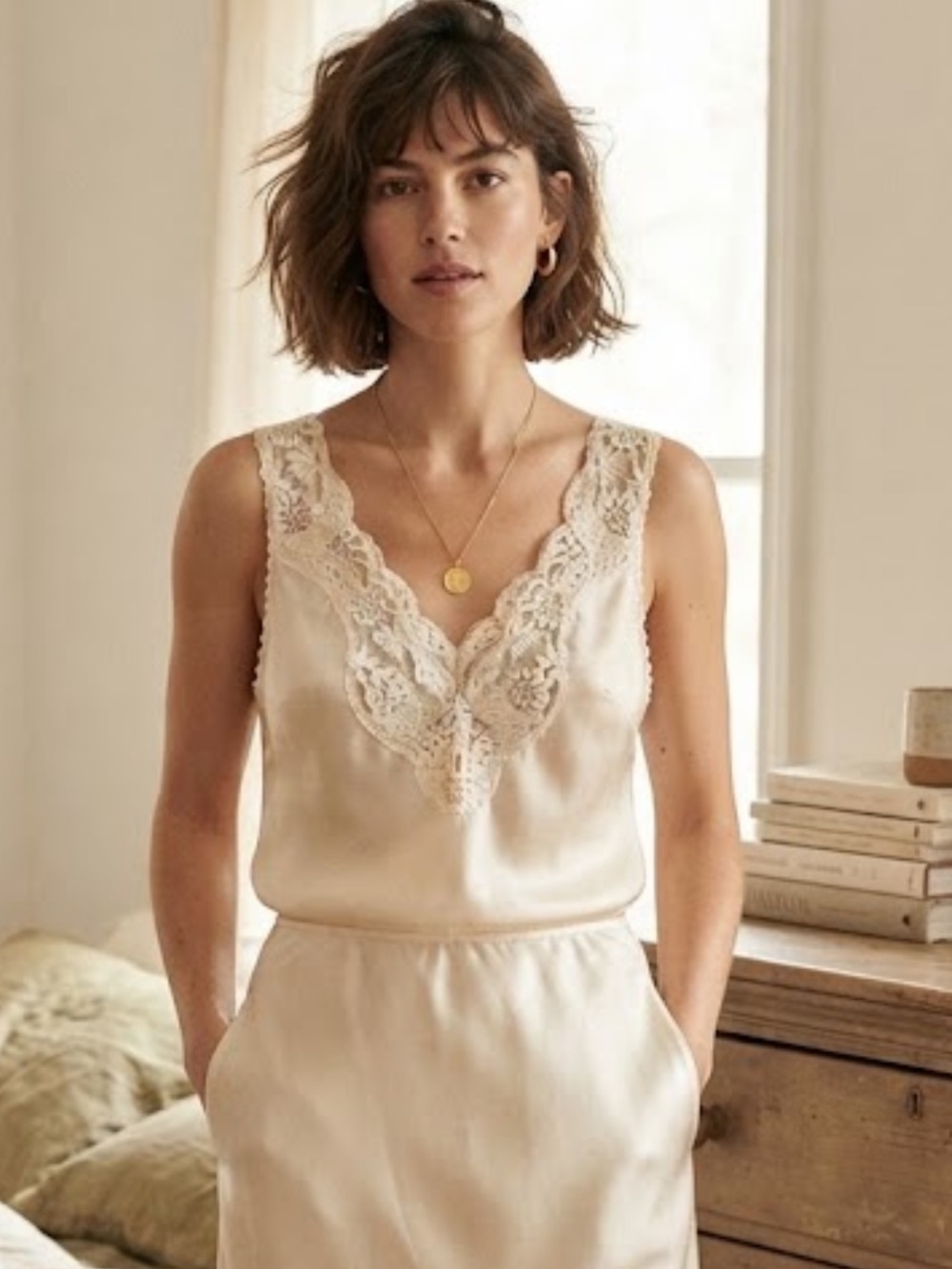 Vintage Wacoal Cream Camisole with Lace Detailing